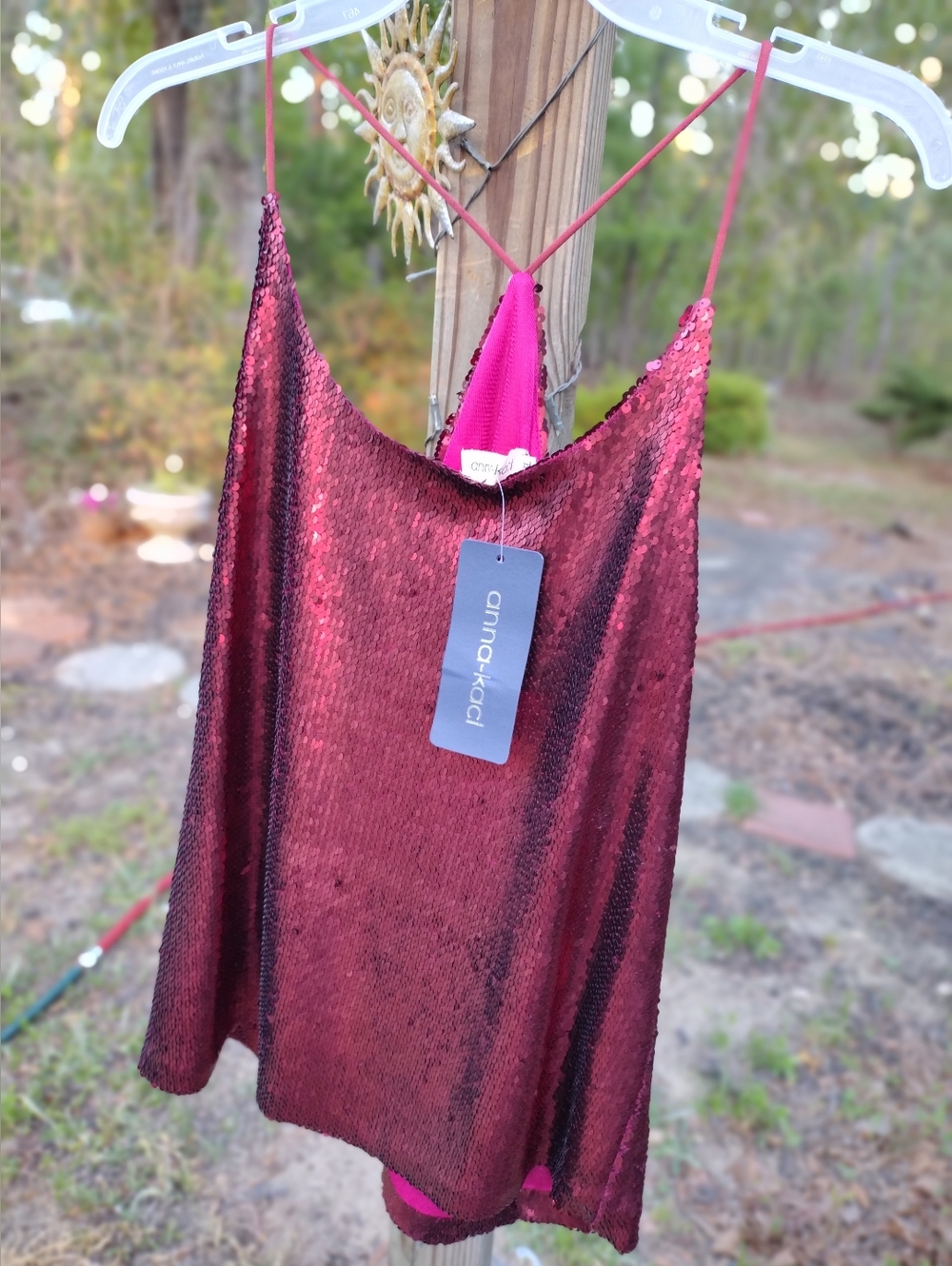 Anna-Kaci Red Sequin Top